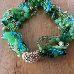 kate spade Green and Blue Beaded Necklace with Gold Clasp